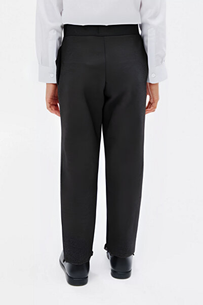 OKULCUBABA Füme Kız Çocuk Casual Regular Eşofman Belli Yüksek Bel Beli Lastikli Trend Okul Pantolonu