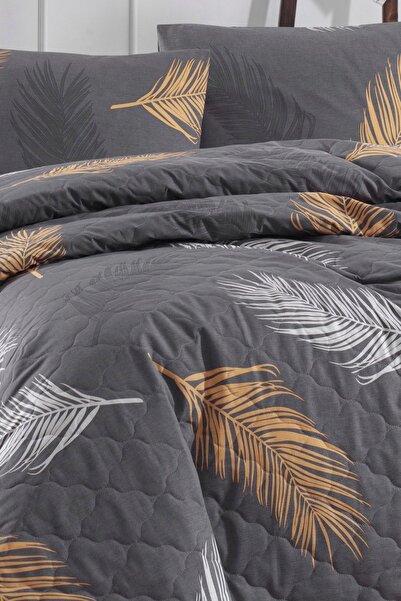 Eponj Home Kapitone Yatak Örtüsü Seti Tek Kişilik Olivia Altın-gri