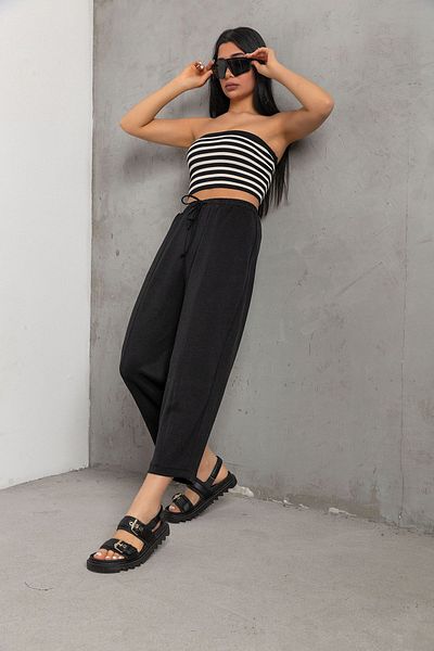 Domoda Ultra Soft carrot cut Women's Modal Trousers - Lace-up and Elastic @malaga
