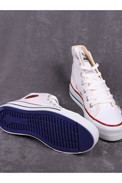 No Fear Yüksek Tabanlı Uzun Bağcıklı Keten Konvers Ayakkabı Sneaker