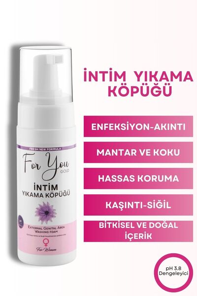 For You Gold Intim (GENİTAL) Bölge Ph Dengeli Günlük Yıkama Köpüğü (KOKU,AKINTI,MANTAR YARDIMCI) Temizleme Köpük