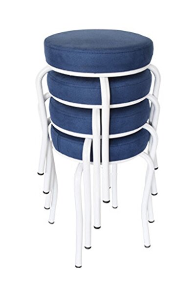 Ankhira Tabure (4 ADET) (MONTELİ GÖNDERİM) Beyaz Ayaklı, Taytüyü Kumaş, Metal...