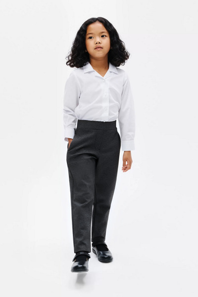 OKULCUBABA Сив ластичен спортен панталон с висока талия за момиче - модерен у...