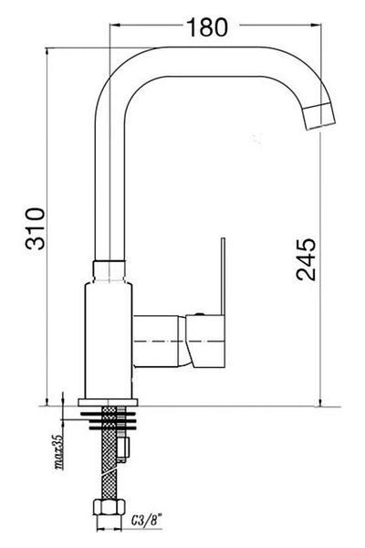 Penta P755 Libra Chrome Kitchen Sink Faucet (L Spout)