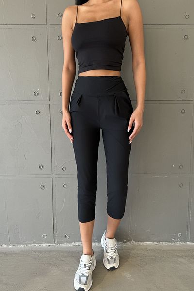 Domoda Terni Black Stretchy Crop Top - Bluză tricotată pentru femei