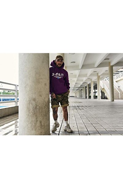 DEEPSENCE Ανδρικό φούτερ Purple Hooded - Χειμερινό, Πίσω εμπριμέ φίδι