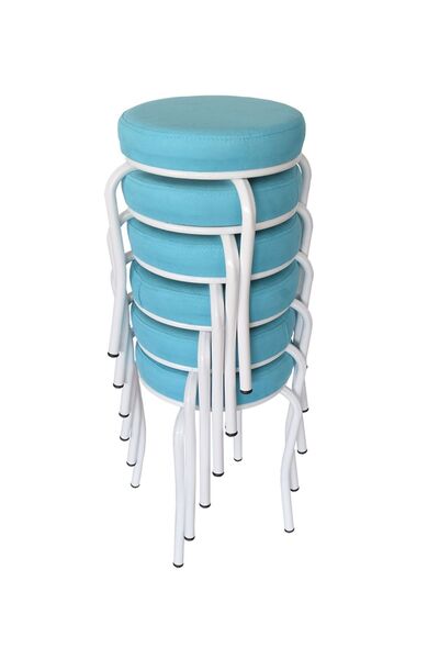 Ankhira Tabure (6 ADET) (MONTELİ GÖNDERİM) Beyaz Ayaklı, Taytüyü Kumaş, Metal Ahtapot