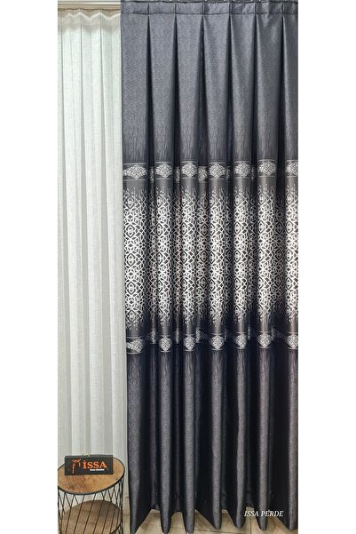 ISSA TEKSTIL Issa Fon Perde Pano Antrasit Gri ((tek Kanat))(sık Pile) En (100...