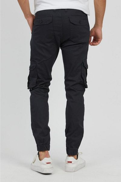 Serseri Men's Anthracite Slim Fit Denim Cargo Pants - Flexible, Elastic Legs and Buttons