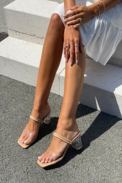 inanayakkabı حذاء نسائي بكعب شفاف - كعب رفيع 6 سم