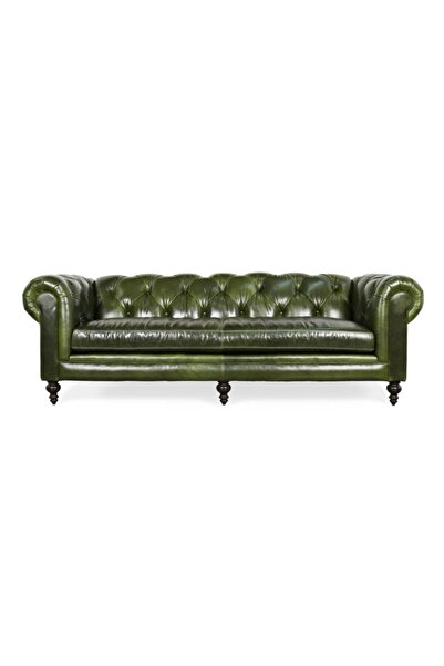Hanel Mobilya Soho Chesterfield Chester Koltuk Yeşil Suni Deri