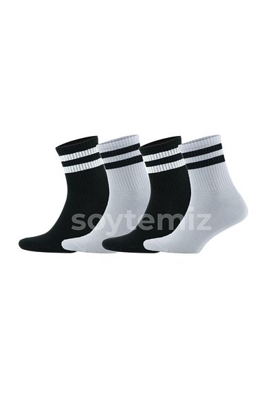SOYTEMİZ Circled Sports Socks Organic Combed Cotton 4 Pairs