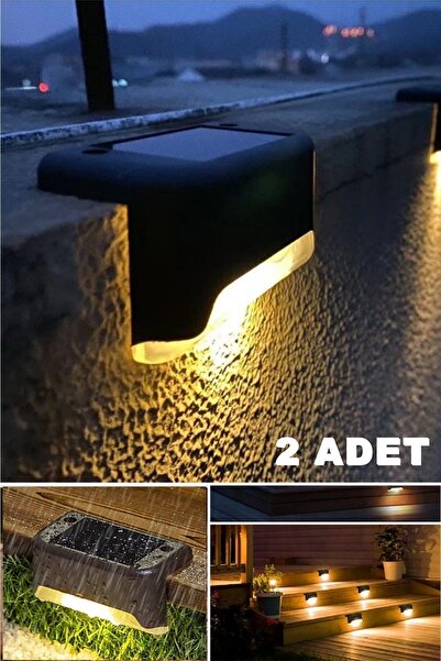 İndirimKap 2 Adet Köşebent Merdiven Veranda Solar Güneş Enerjili Bahçe Led Lamba Dekor Bahçe Balkon Aydınlatma