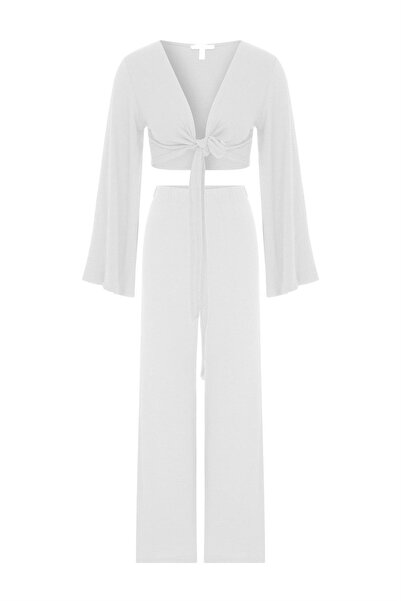 AQUELLA Crop Top-pantolon Beyaz Ikili Takım