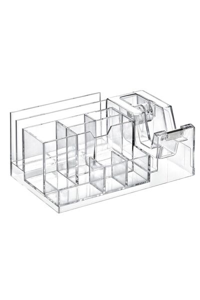Ops Masaüstü Organizer Bantlıklı Kalemlik Şeffaf 9.5x20.5x12.5cm Klm301tr