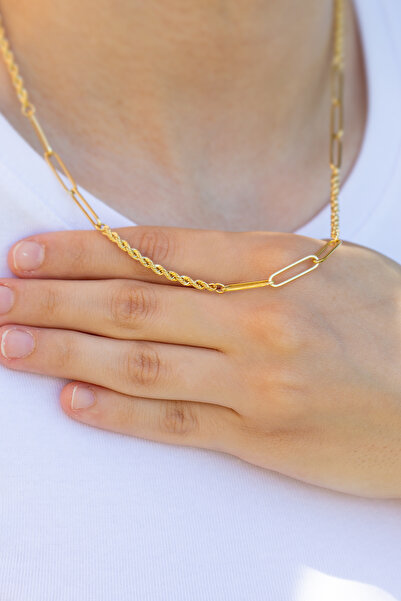 Çgk Çiğdem Gürel Kuyumculuk Ataçlı Halatlı Altın Kolye