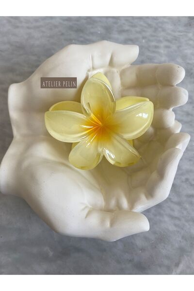 Atelier Pelin Lotus Çiçek Model Büyük Boy Mandal Toka / Sarı