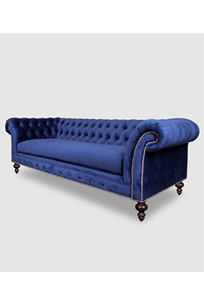 Hanel Mobilya Lacivert Englısh Chesterfield Chester Koltuk Kadife Kumaş