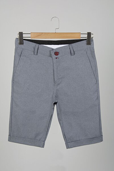 BUCADO Erkek Gri Slim Fit Keten Görünümlü Pamuklu Şort