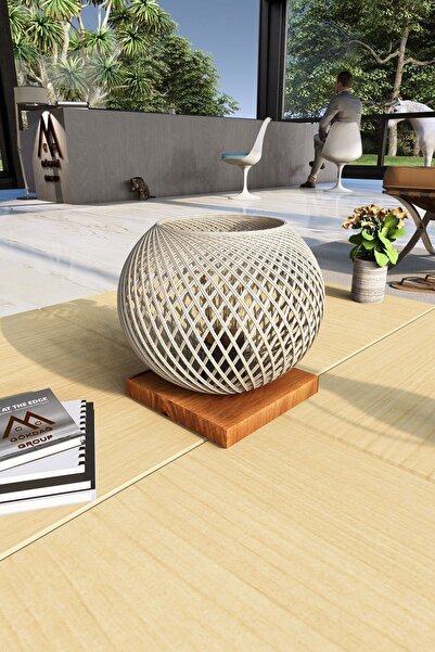 gökdağ group g g Doğal Ağaç Abajur Krem Başlık Lambader Aydınlatma