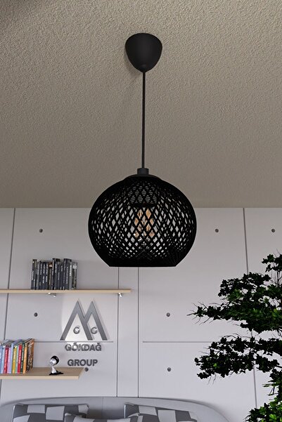 Naturel Lighting Balle Siyah Sarkıt Top Avize Siyah Kablo