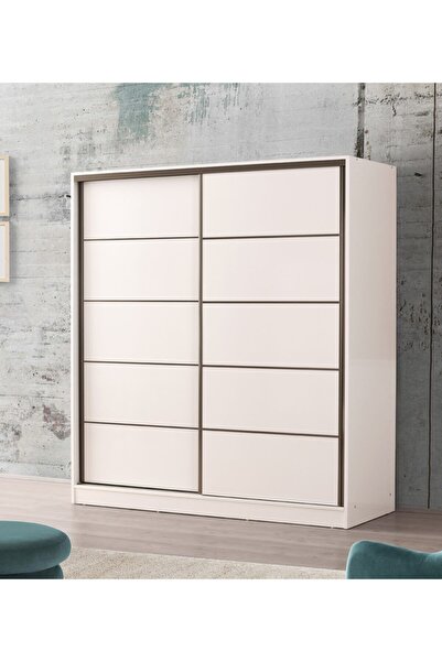 beenal Venüs Sürgülü Gardırop 200 Cm - Parlak Beyaz