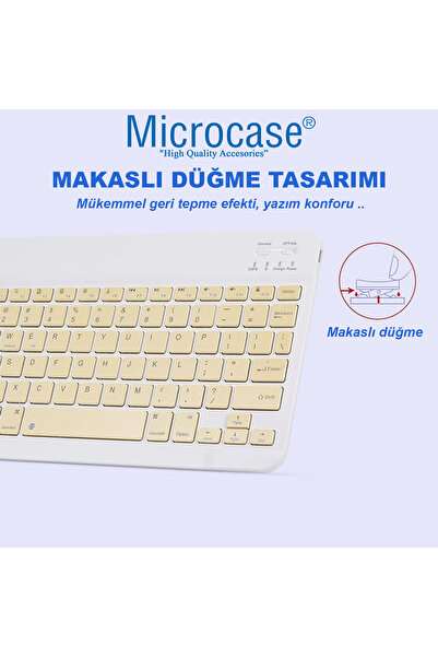 Microcase Tablet ve Telefonlar için Türkçe Q Bluetooth Klavye ve Mouse Set - AL3476 Sarı