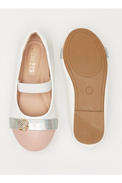 Juniors Panelled Slip-On Ballerina Shoes with Elastic Strap