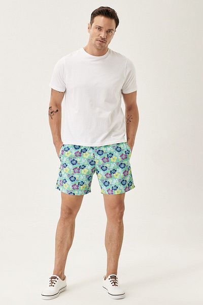 AC&Co / Altınyıldız Classics Men's Mınt - Casual Patterned Quick Dry Swimsuit Sea Shorts