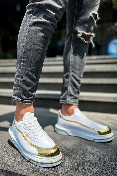 BZ Moda Renaissance B041 - Ανδρικά παπούτσια Sneaker με Ορθοπεδική Σόλα CBT Λευκό/Χρυσό