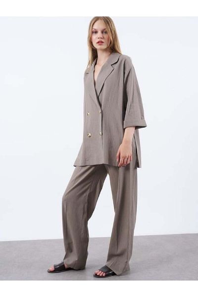 Kokoşum Butik 9450 Model Double Breasted Mink Jacket Set
