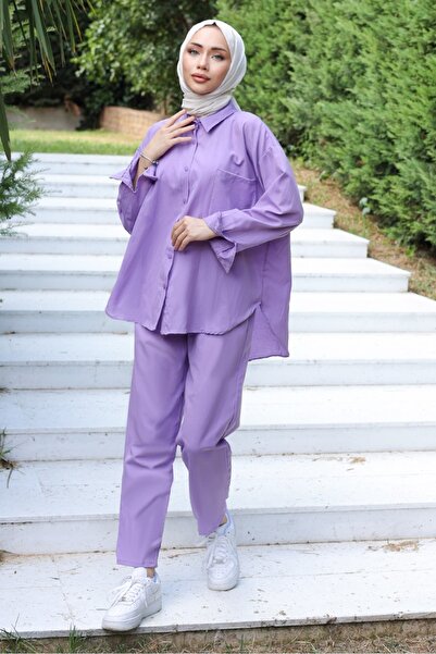 Bestenur Lilac Shirt and Trousers Set - 1057