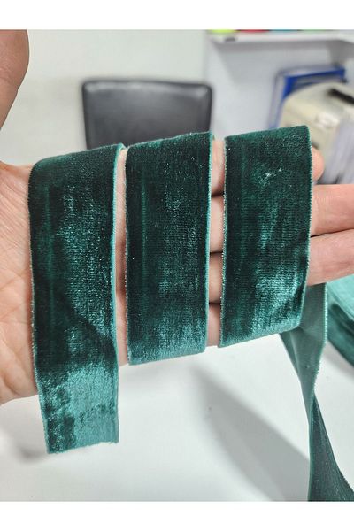 kadifecim 3CM ANNIVERSARY GREEN VELVET RIBBON SERIT