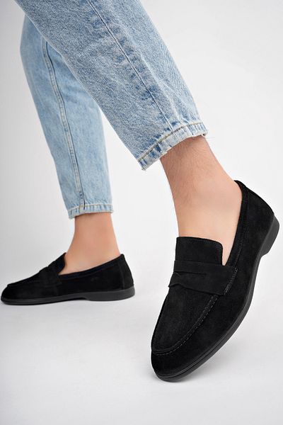 Deripabuc Genuine Leather Black Nubuck Men's Leather Casual Shoes Mrd25-0530-L