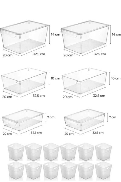 Hilamingo Home 18 Pieces Refrigerator Organizer Set - Cabinet, Vegetable and Fruit Storage Container