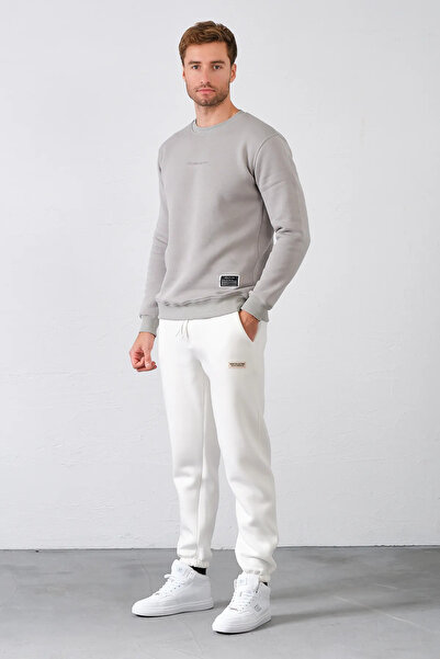 aziso Λευκό Ανδρικό Φούτερ - Ύφασμα με 3 κλωστές