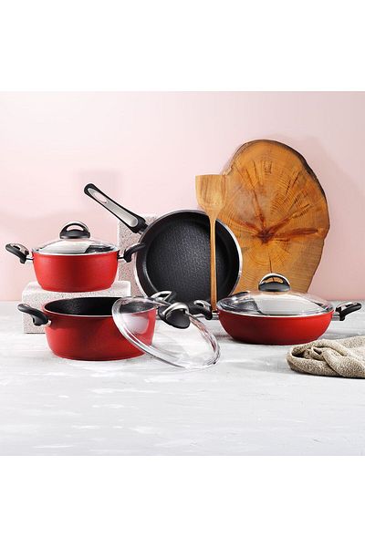 Aryıldız Red Paris 7 Piece CooKware Set