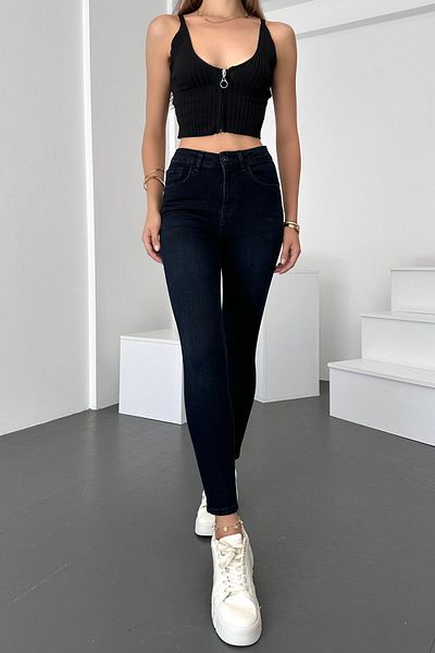 HLT JEANS Vysoký pas flexibilní Lycra Super Skinny Fit džínové džíny - Yeni̇jenni̇e-blue Black-k