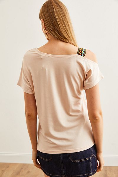 Olalook One Shoulder Ethnic Γυναικεία Μπλούζα - Stone Garnished BLZ- 19000194
