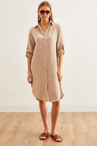 Olalook Nerz-Musselin-Hemdkleid - Ovaler Schlitz, ELB- 19002243