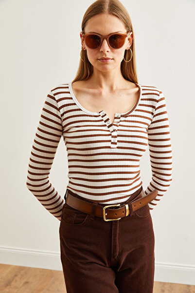 Olalook Γυναικεία μπλούζα Bitter Brown PlAcket Thick Corded - BLZ- 19000588