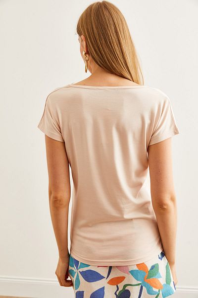 Olalook Πέτρινος γιακάς Δαντέλα Viscose Γυναικεία Μπλούζα - Loose BLZ- 19000873