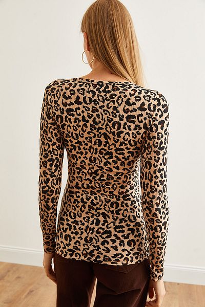 Olalook Leopárd mintás bézs camisole női blúz - BLZ- 19000588