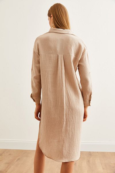 Olalook Nerz-Musselin-Hemdkleid - Ovaler Schlitz, ELB- 19002243