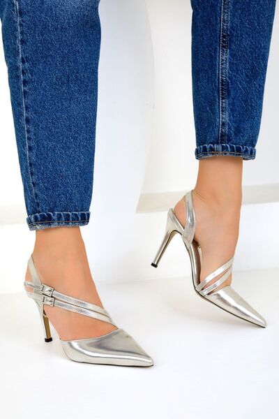 SOHO Klasické stříbrné dámské boty na podpatku – 19481