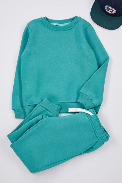 TRENDYOLKIDS Mint Knitted Printed Bottom-Top Set - TKDAW25AU00017