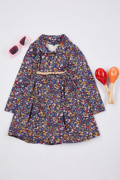 TRENDYOLKIDS Multicolor Regular Floral Knitted Dress Tkdaw25El00018