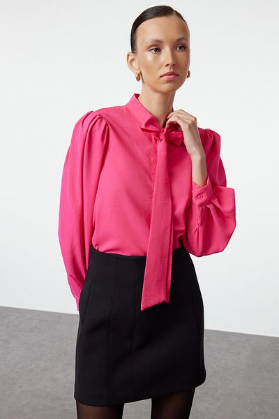Trendyol Collection Sötét rózsaszín szőtt ing - sállal, TWOSS21GO0098