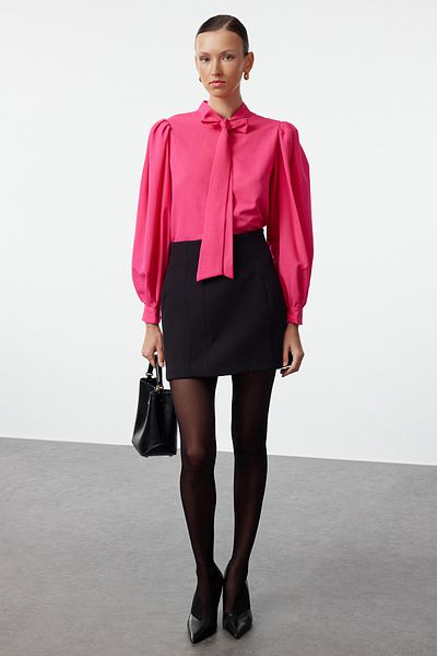 Trendyol Collection Sötét rózsaszín szőtt ing - sállal, TWOSS21GO0098