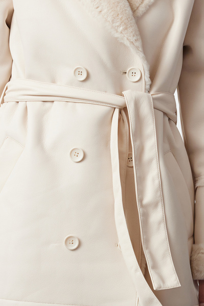 Trendyol Collection Ecru Oversize Belted Coat Twoaw24Kb00188